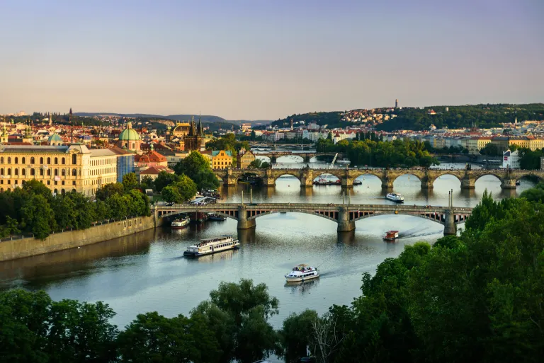 The Vltava river and the bridges of Prague